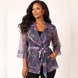 👒 BOUTIQUE 👒 NWT - Jerry T Sheer Floral Kimono Blazer